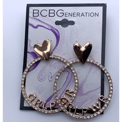 BCBG Generation Girl Power Affirmation Cut-Out Hoop Circle Earrings, Gold Tone