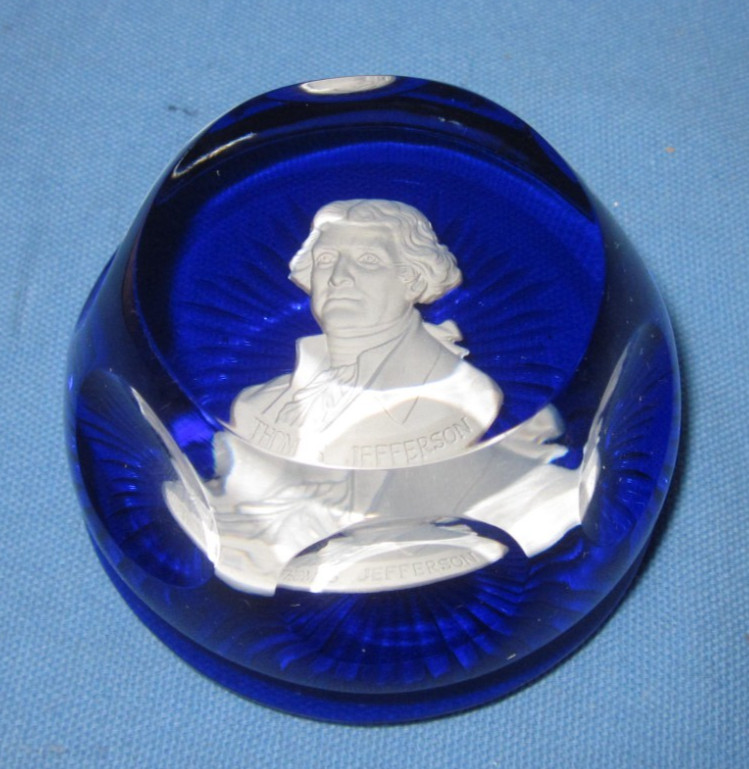Franklin Mint Baccarat Cameos in Crystal ~ Thomas Jefferson