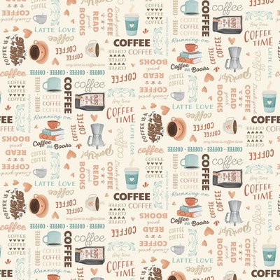 Perfect Blend COFFEE Words Y4719-57 Cream Fabric Gia Graham BTHY