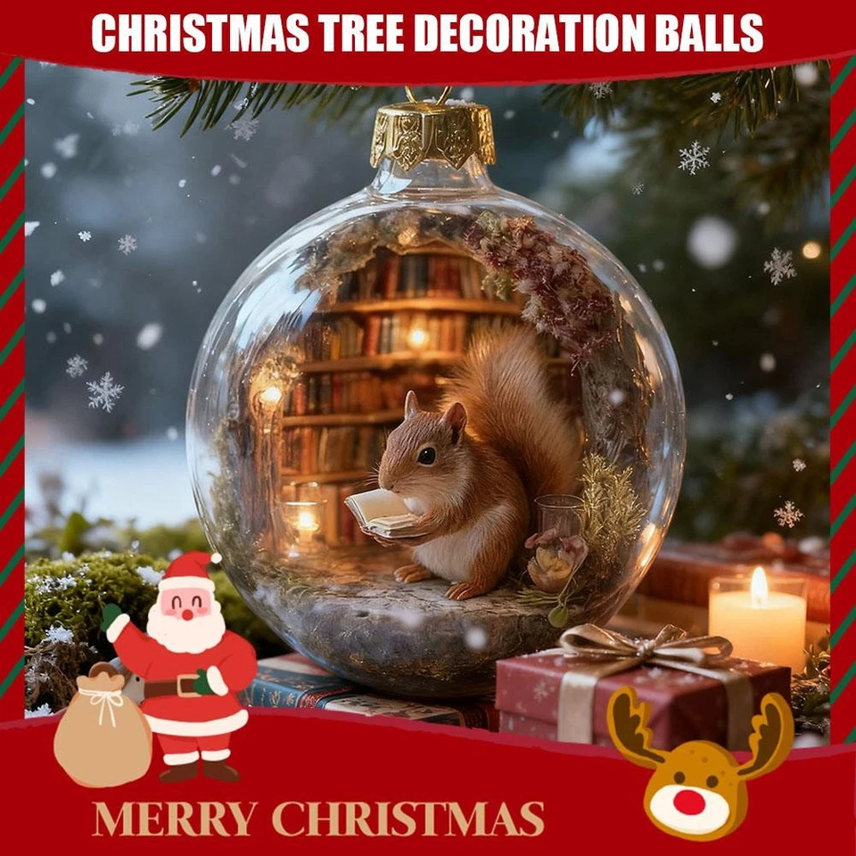Christmas Tree Decoration Ball Bookstore Animal Series%2CFall Winter Home Deco r - Image 3 of 4