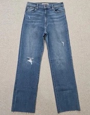 Joe's Jeans Women's High-Rise Relaxed Bootleg Blue Stretch Distres Denim Size 30