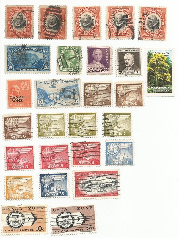Canal Zone CZ Stamp Lot. Includes Airmails & TB Stamp. PANAMA CANAL USA