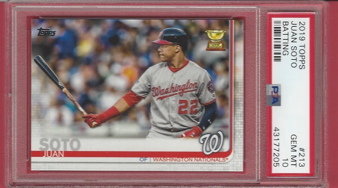 2019 Topps #213 Juan Soto PSA 10 GEM MINT Washington Nationals Mets Rookie Cup