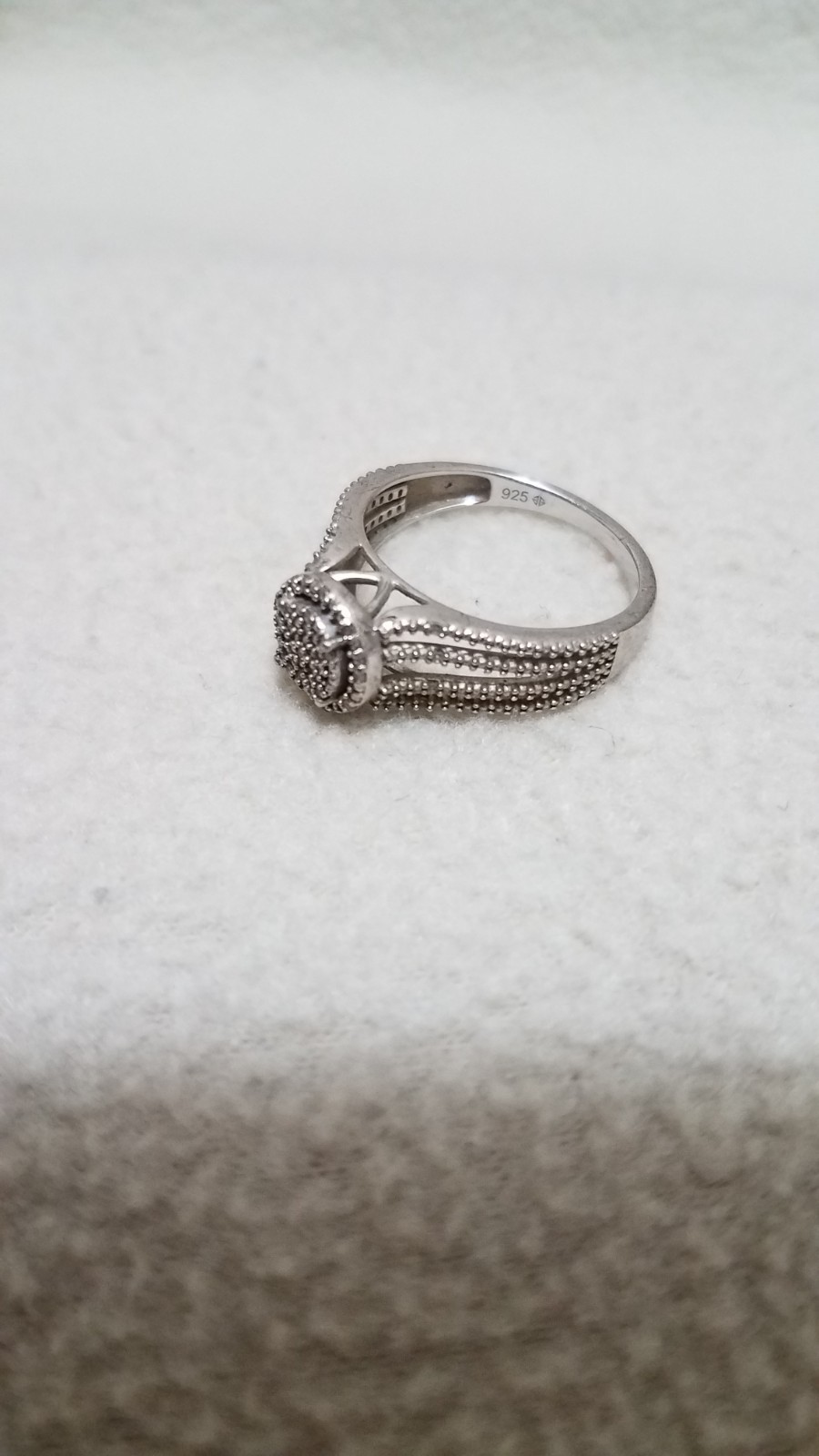 925 SS Diamond Cluster Ring, Multi-Row- Split- Sh… - image 2