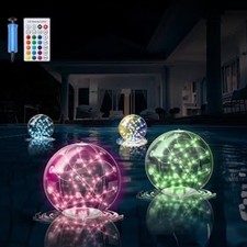 Solar Floating Pond Lights,2Pcs 14.5”Pool Light Inflatable,Hangable, waterproof