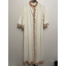 Vintage Lace Trimmed Grandma Housecoat Robe Retro Traditional Prairie Coquette