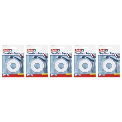 [56220-00000-00-5] tesa Lot de 5 Rubans isolant "StopWater" 12 mm x 12 m Blanc - Photo 1/4