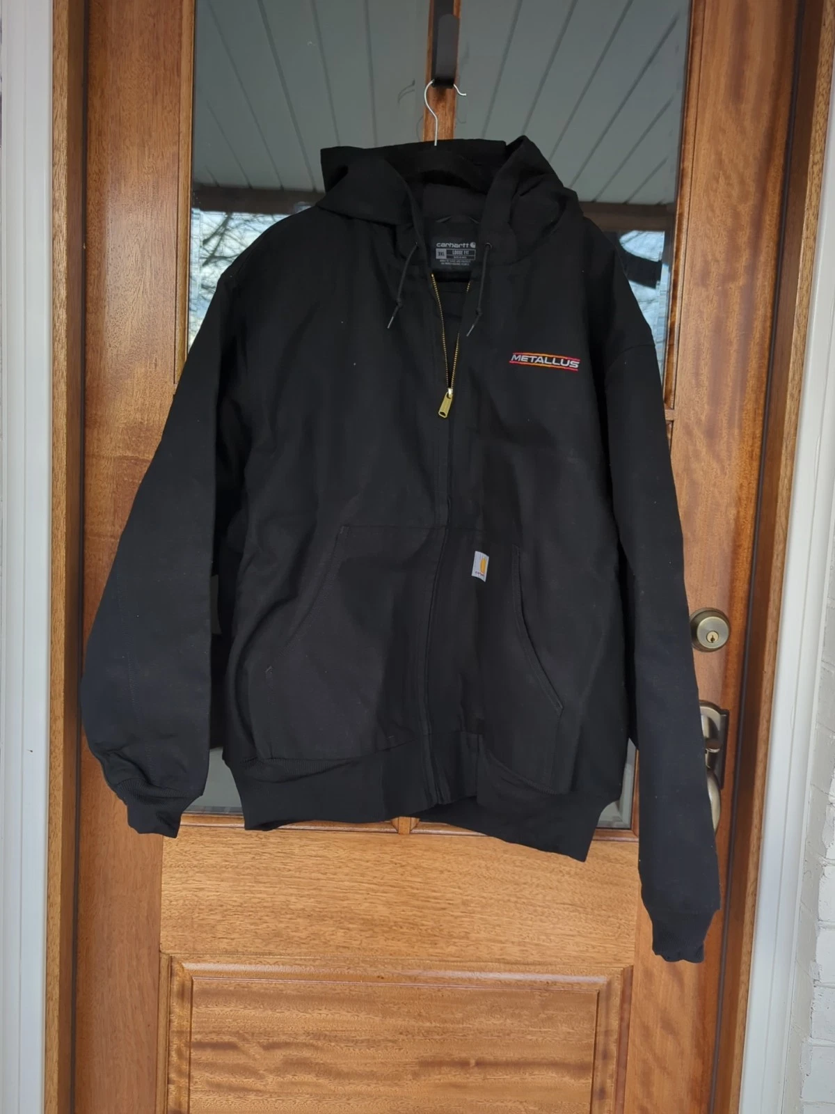 VTG Carhartt J131 Black Thermal Lined Hooded Canvas Jacket USA Union Coat 3xl