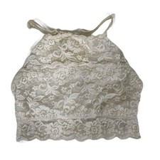 Mae Ivory Coquette High Neck Lace Wireless Bralette Size Small