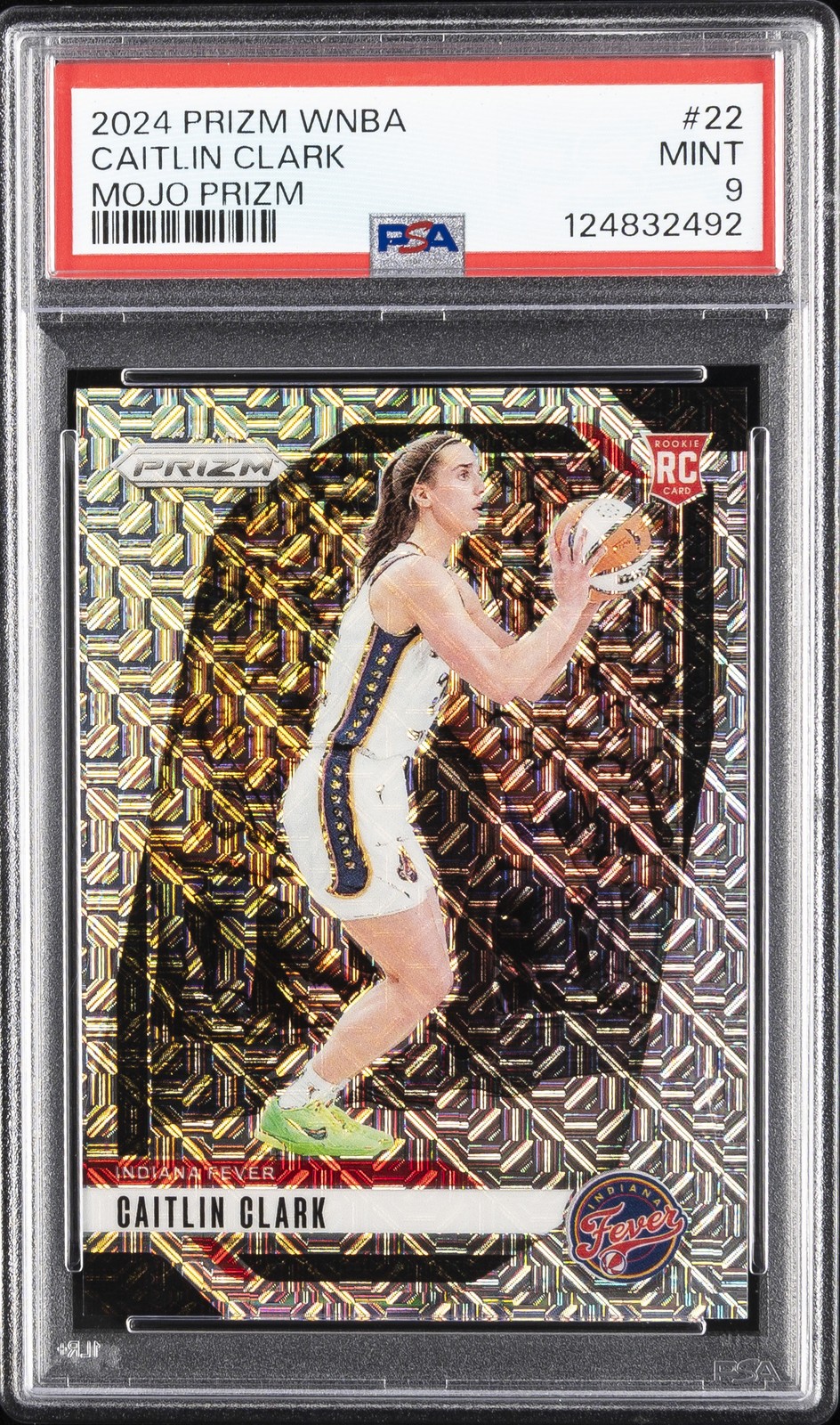 2024 PANINI PRIZM WNBA MOJO PRIZM #22 CAITLIN CLARK 2/25 PSA 9