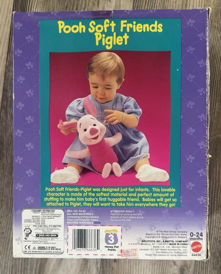 ¡¡VINTAGE!! Mattel Winnie The Pooh 2000 "Piglet" Baby's First Dolls 🌟 ¡Sellado!! Foto 3 de 4