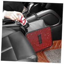 Foldable Trash Cans with Rhinestone, Bling Car Bin for Seat Organizer  Red