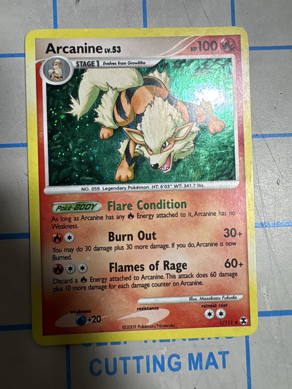 Pokemon Arcanine 1/111 Platinum Rising Rivals Cosmos Holographic 2009