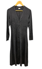 Wilfred Midi Sweater Dress Women’s Medium Black Ribbed Knit Button Front