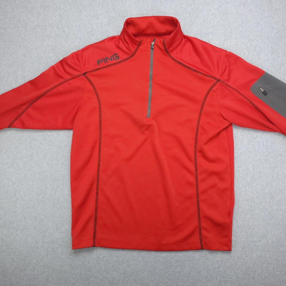 PING Performance Golf 1/4 Cremallera Pullover Para Hombre M Rojo Manga Larga Camisa Foto 2 de 4