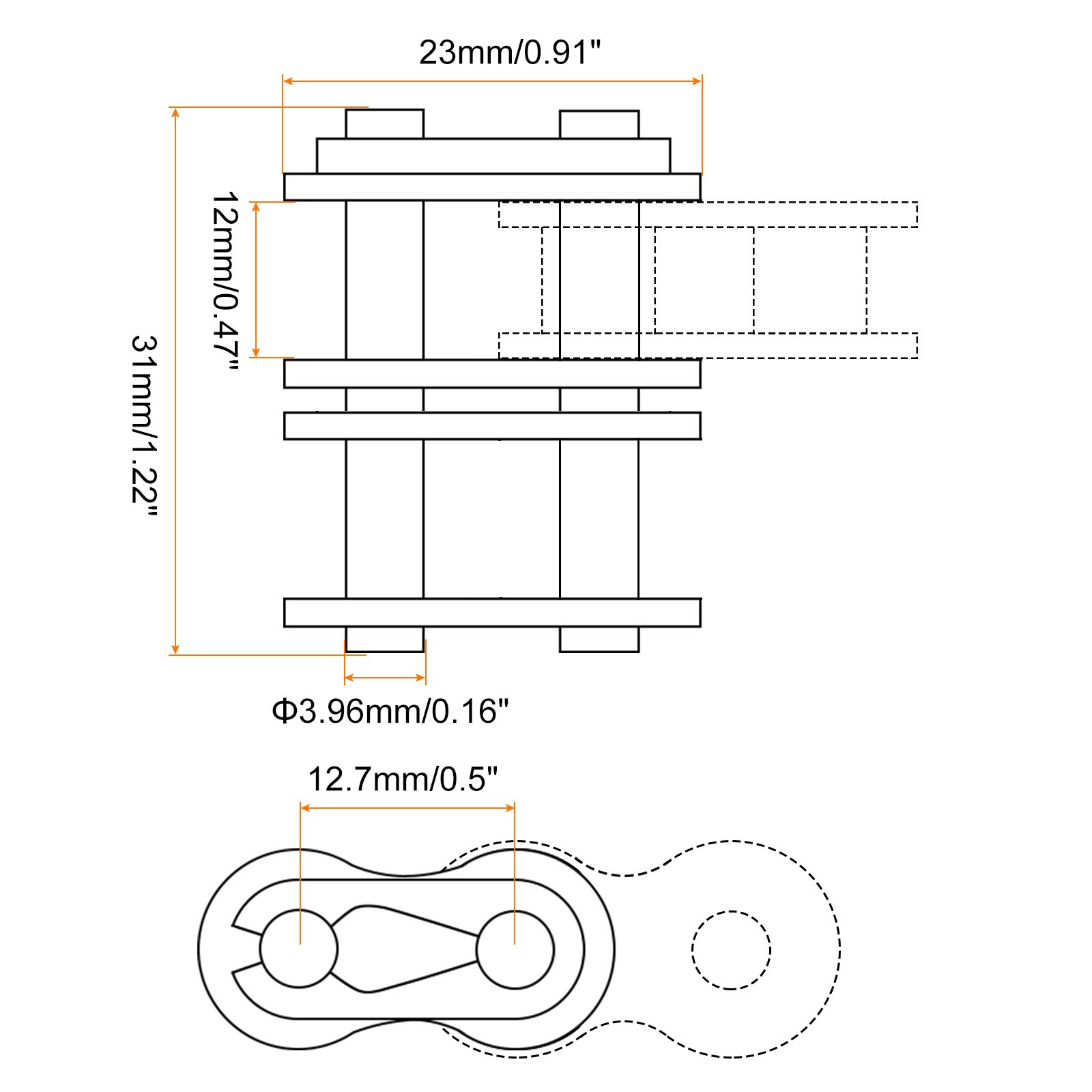 8Pcs #40-2 Double Roller Chain Connecting Links 12.7mm Pitch Chain Master Links