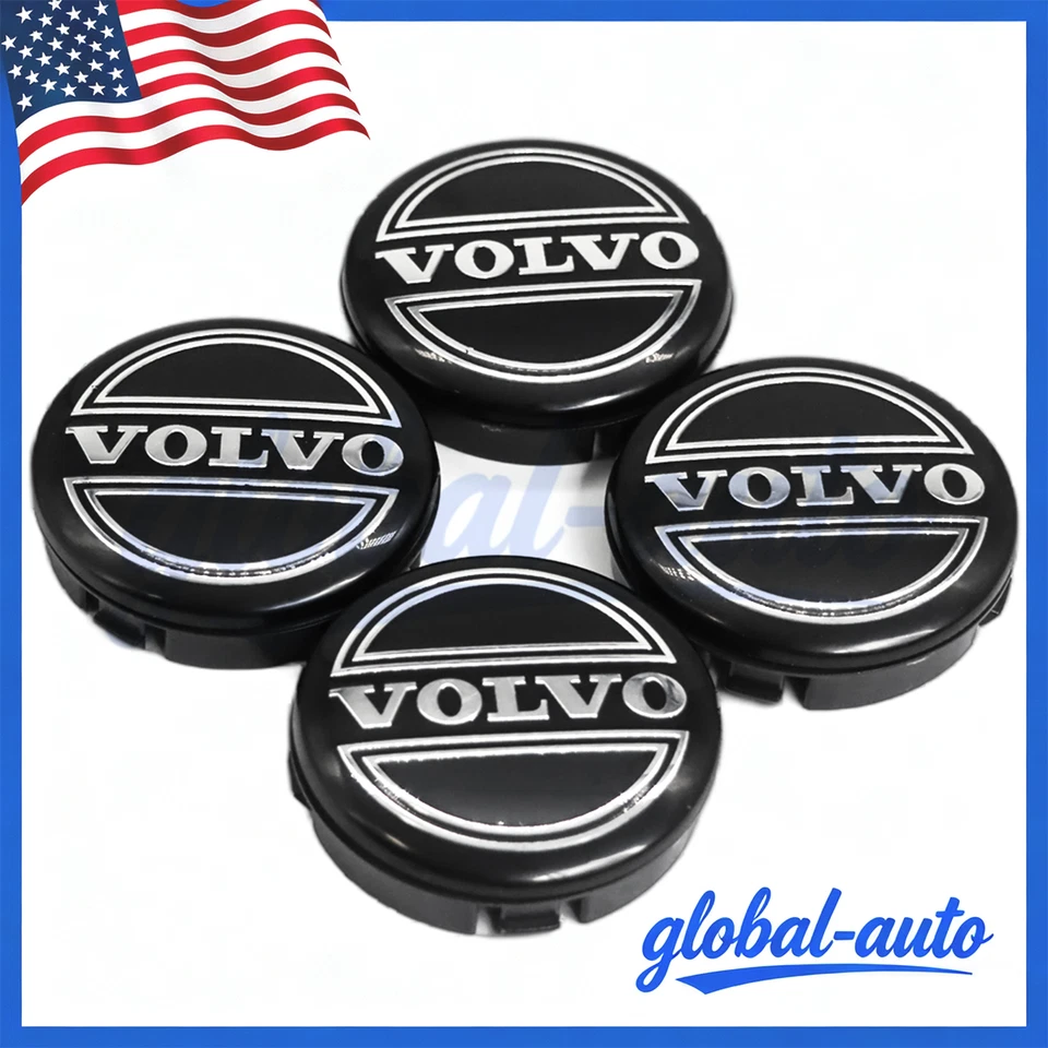 4Pcs For VOLVO Center Wheel Hub Caps Cover Black Silver Logo Rims 3546923 Foto 2 de 4