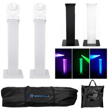 2 Rockville RTP82W Adjustable White Totem Moving Head Light Stands Scrims Bags