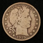1915 Barber Half Dollar 50C Silver VG Very Good Circulated (#SLC00270)