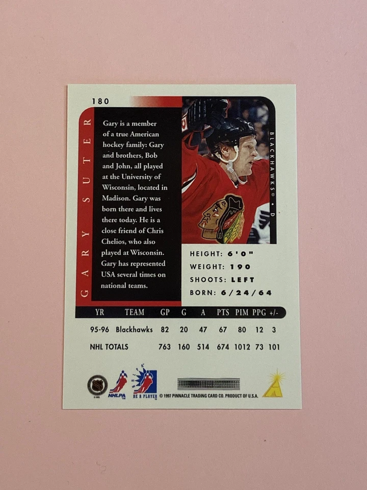 Gary Suter 1996-97 Pinnacle Be A Player Sugnature Auto Autograph  - Image 3 of 3