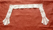 antique hand embroidered linen lace, collar, garment element