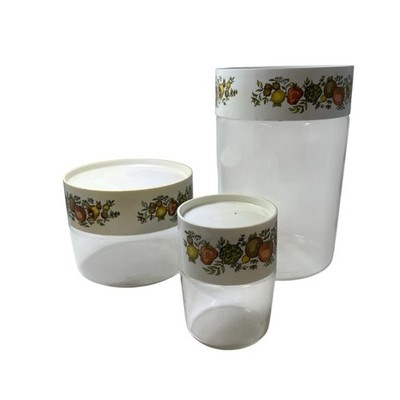 Vintage Pyrex Spice Of Life Stack Store N See Canisters Jars Set Of 3