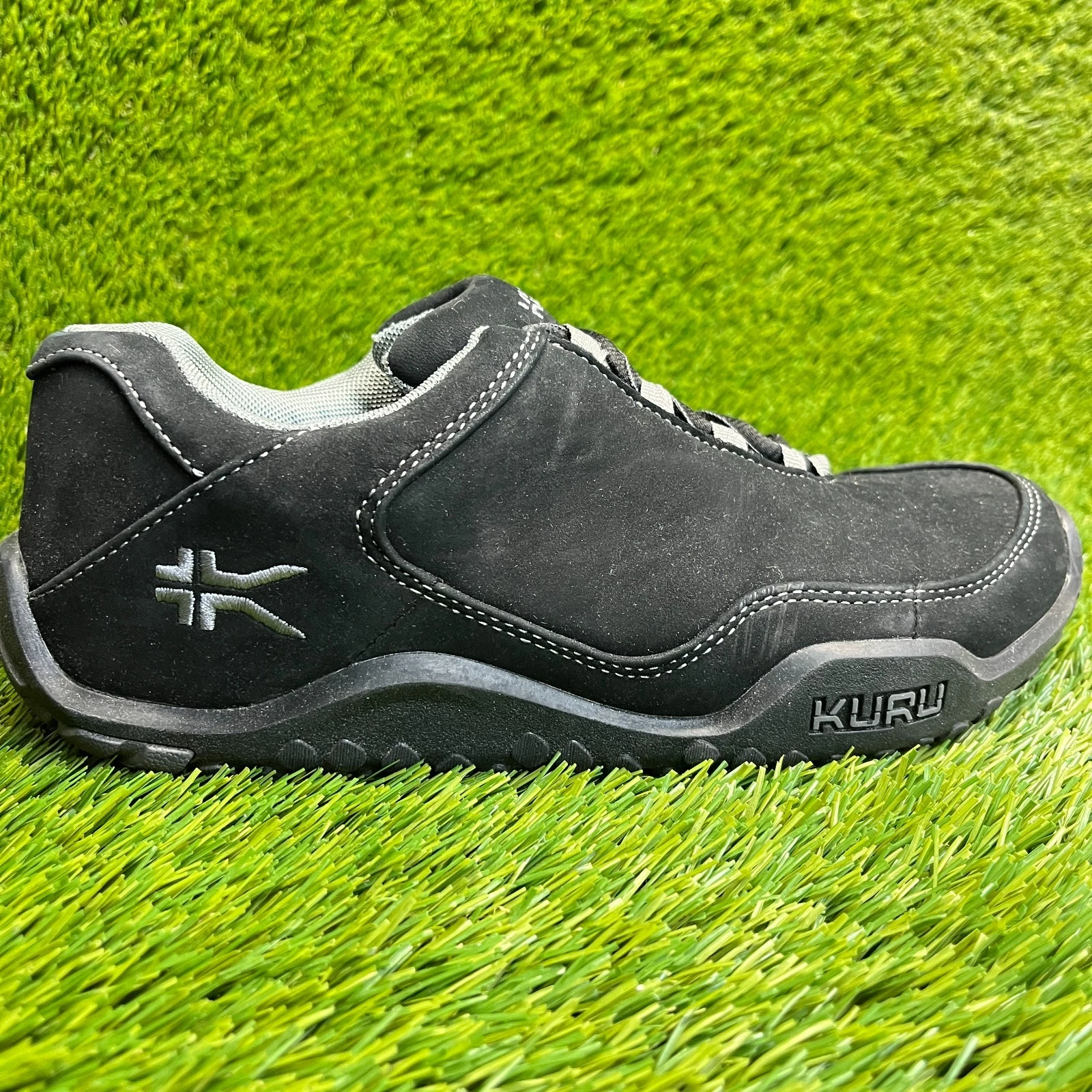 Kuru Chicane Mens Size 7.5 Black Gray Athletic Leather Walking Shoes Sneakers