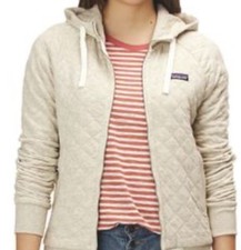 PATAGONIA Womens Organic Cotton Quilt Hoodie-Full Zip-Beige-Size XS-EUC