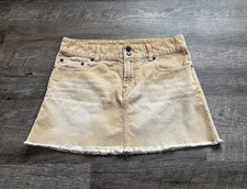 Y2K VTG Abercrombie  Fitch Corduroy Distressed Raw Hem Beige Mini Skirt 4 W31