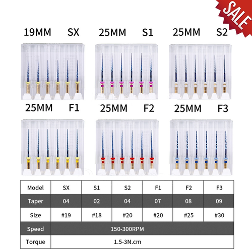 6 Pezzi Uso Motore Dentale Canale Radice Endo Niti Lime Rotanti Calore Attivato 19/25MM - Foto 1 di 26
