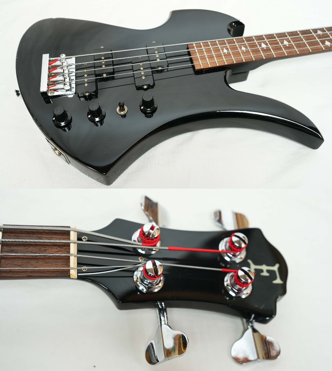 FERNANDES MB-65 BL Mockingbird Bass, Black, 1990s, w/ Soft Case