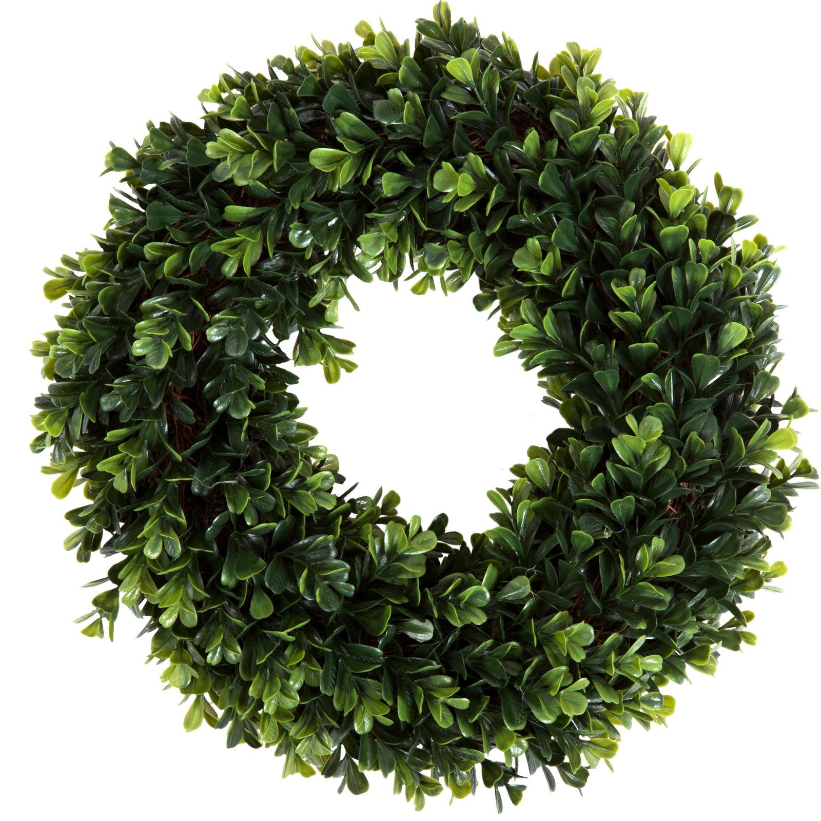 12-Inch UV Resistant Round Boxwood Wreath for Spring Summer Fall Decor