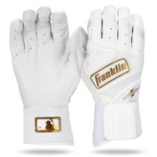 Franklin Sports Powerstrap Infinite Batting Gloves Adult Large White Gold