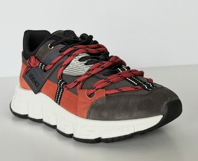 Versace Men's Greca Sneakers Red/Gray 10 US (43 Euro) IT 1021490 NIB