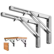 10 In. Stainless Steel Folding Shelf Brackets for Table Bench Space Saving for B