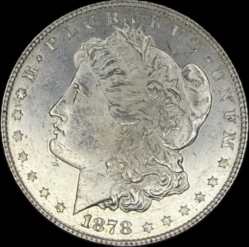 1878 8TF Morgan Silver Dollar VAM-8 Stick Feather Hot 50 BU Gem Frosty