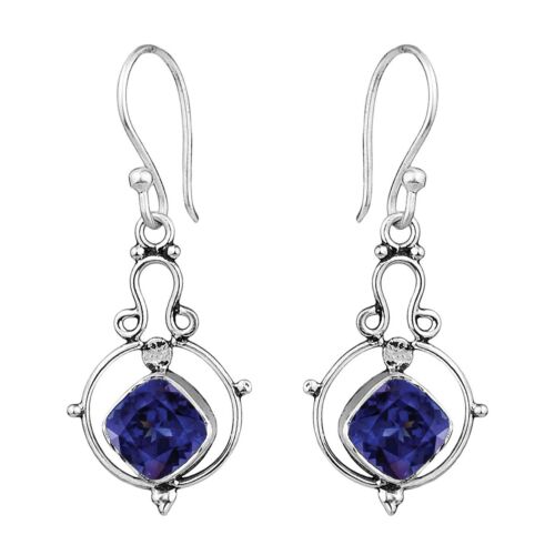 Celtic Style Natural Tanzanite 925 Sterling Silver Drop/Dangle Women Earrings - Picture 1 of 6