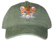 Ocelot Embroidered Cotton Cap NEW Hat Wildlife Wild Cat