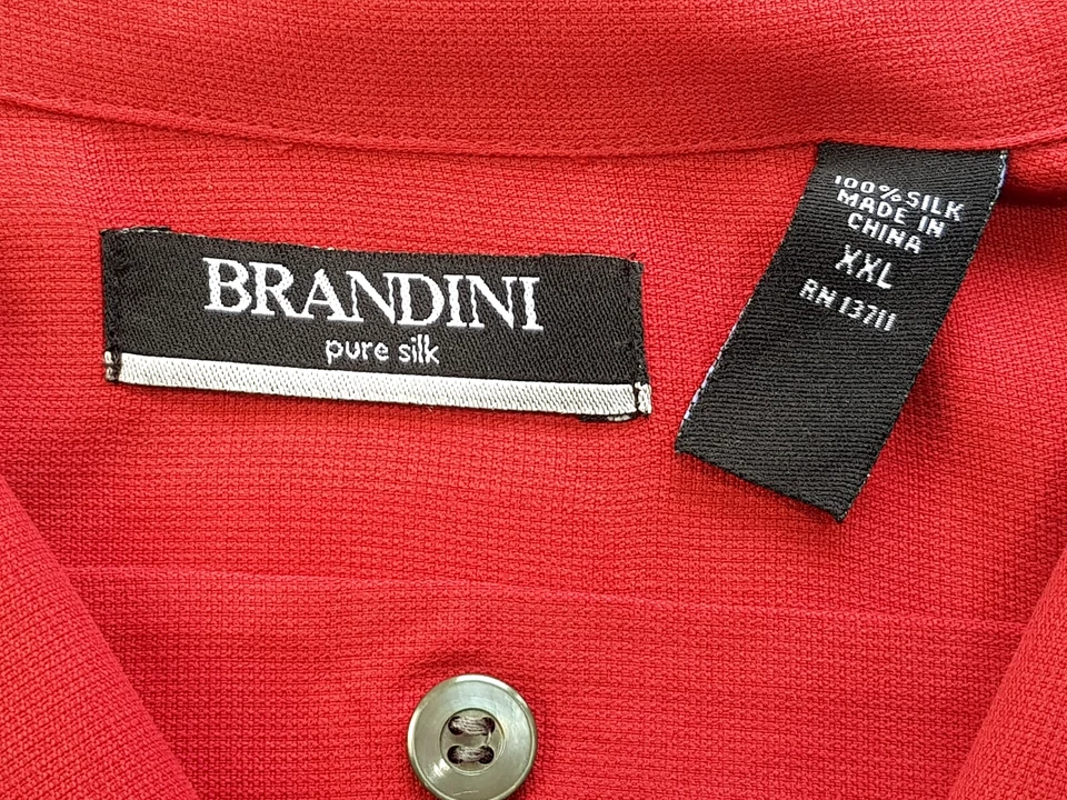 CAMISA DE NOCHE BRANDINI Para Hombres 100% SEDA ROJA LUJO S/S U/U/SUAVE - S - 40" - £69 Foto 3 de 4