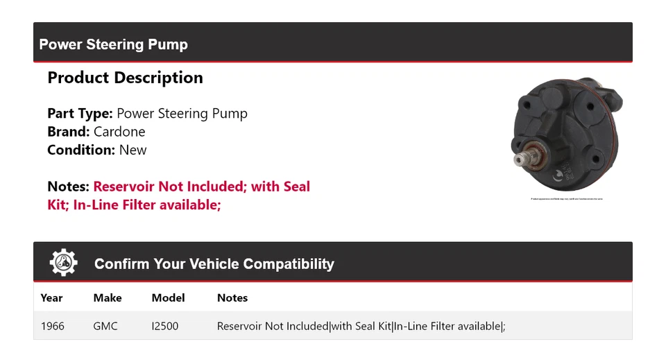 Bomba de dirección asistida de cartón para GMC I2500 1966 Foto 2 de 4