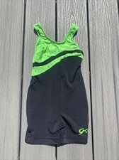 GK Elite Girl  s Sz S CS Gymnastics Unitard Black/Neon Green 