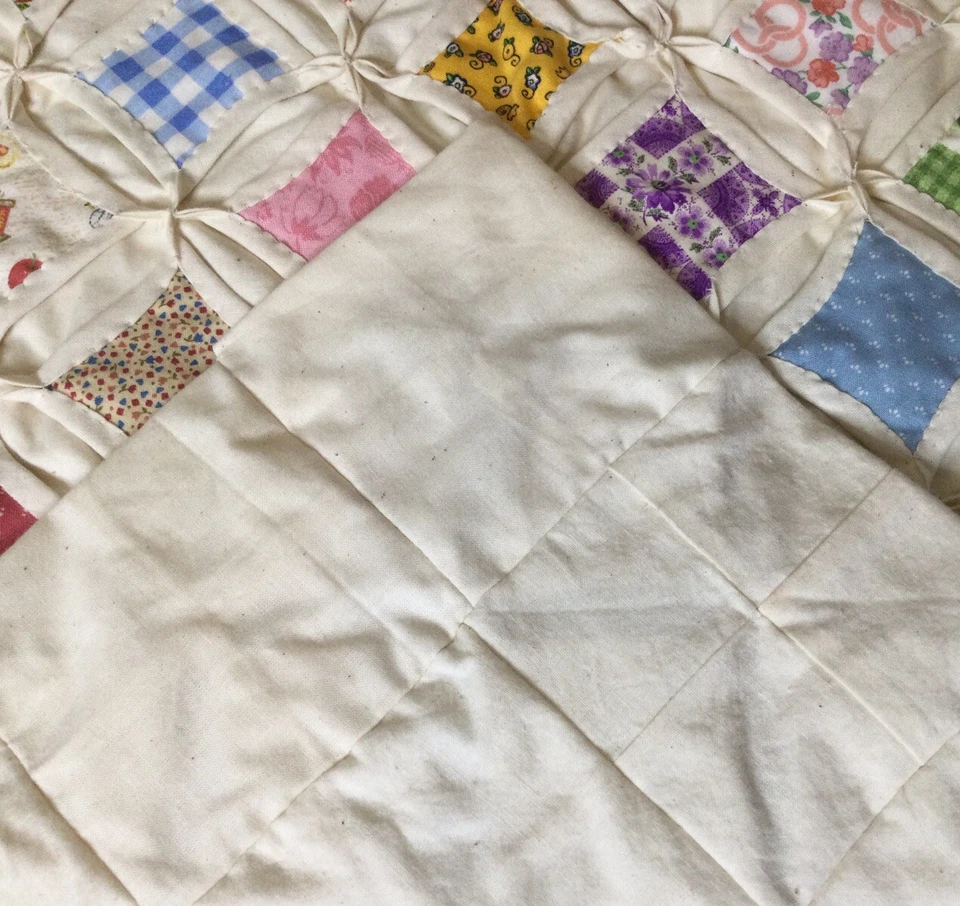 Handmade 70” X 55” Cathedral Window Quilt - Image 4 of 4