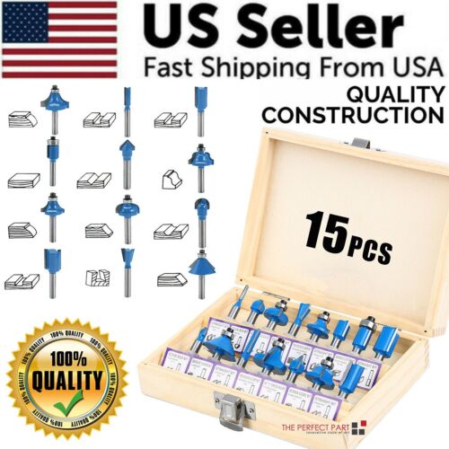 15Pcs Carbon Milling Cutter Router Bit Set Tungsten Carbide Router 1/4" Shank US - 第 1/12 張圖片