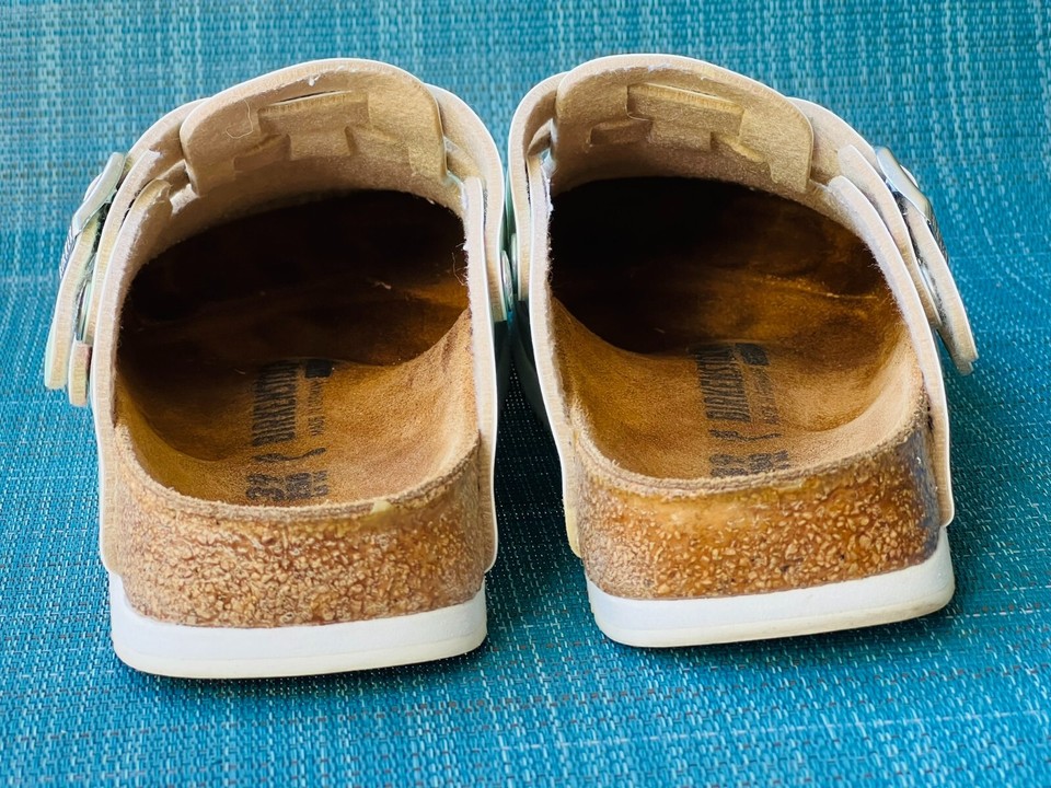 Mint Floral Cherry Blossom Boston Birkenstocks Size 39 N Nursing Non