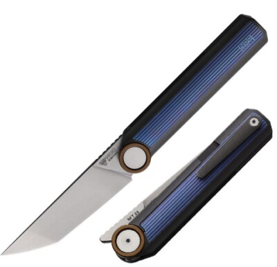 Stedemon NOC MT20 Frame Folding Knife 3.35 M390 Steel Blade Blue Titanium Handle
