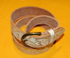 WOMEN'S GAP YELLOW/SILVER FLORAL GENUINE LEATHER BELT SIZE M - 34/85cm..