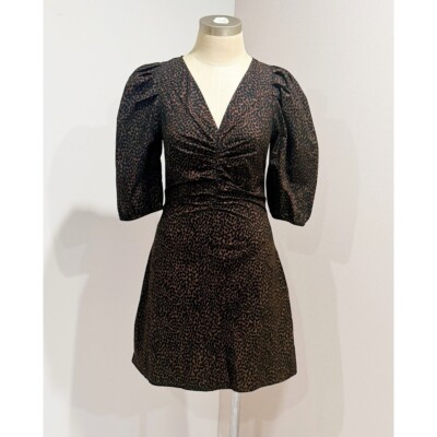 Universal Thread Women's Animal Print Elbow Puff Sleeve Ruched Mini Dress  Size 2 | eBay