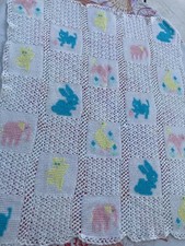Crochet Baby Blanket With Baby Animals In Squares