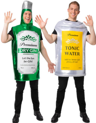 Gin & Tonic Kostüm Erwachsene Neuheit Getränk Damen Herren Stag Nacht Outfit