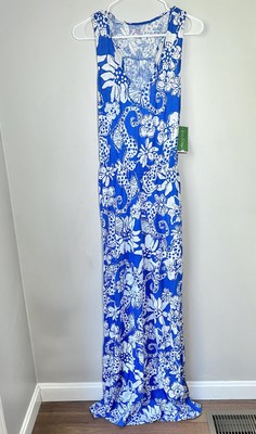 NWT Lilly Pulitzer Mills Maxi Dress Racer Back S Small QUAHOG CHOWDAH Deep Sea